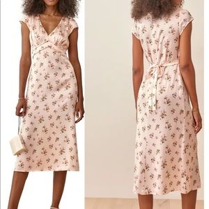 Reformation Kaye Floral Print Silk Midi Dress
